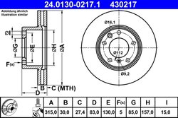 DISC FRANA ATE 24.0130-0217.1 - Compatibil cu MERCEDES-BENZ, PUCH