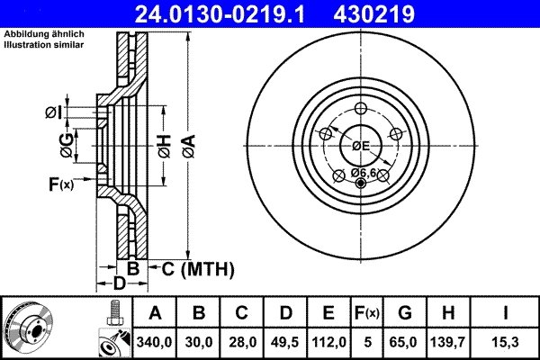 DISC FRANA ATE 24.0130-0219.1 - Compatibil cu AUDI