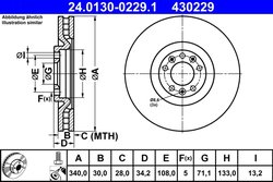 DISC FRANA ATE 24.0130-0229.1 - Compatibil cu PEUGEOT