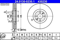DISC FRANA ATE 24.0130-0230.1 - Compatibil cu CITROEN, DS, PEUGEOT