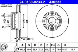 DISC FRANA ATE 24.0130-0233.2 - Compatibil cu BMW