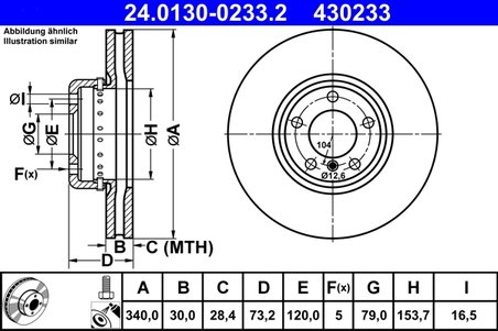 DISC FRANA ATE 24.0130-0233.2 - Compatibil cu BMW