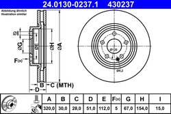 DISC FRANA ATE 24.0130-0237.1 - Compatibil cu MERCEDES-BENZ