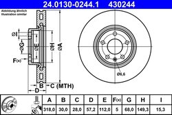 DISC FRANA ATE 24.0130-0244.1 - Compatibil cu AUDI