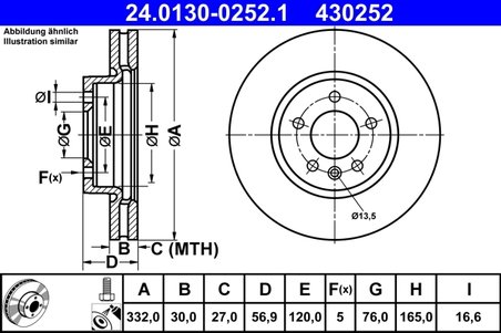DISC FRANA ATE 24.0130-0252.1 - Compatibil cu VW
