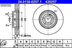DISC FRANA ATE 24.0130-0257.1 - Compatibil cu MERCEDES-BENZ