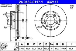 DISC FRANA ATE 24.0132-0117.1 - Compatibil cu PORSCHE, VW