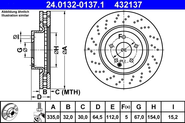 DISC FRANA ATE 24.0132-0137.1 - Compatibil cu MERCEDES-BENZ