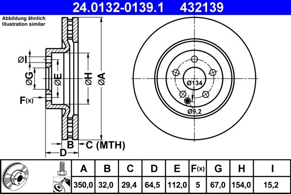 DISC FRANA ATE 24.0132-0139.1 - Compatibil cu MERCEDES-BENZ