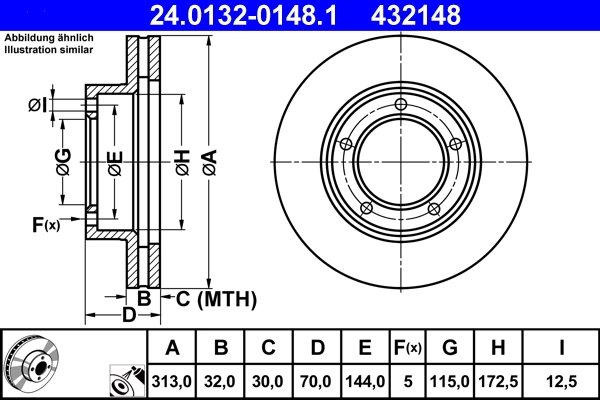 DISC FRANA ATE 24.0132-0148.1 - Compatibil cu LEXUS, TOYOTA