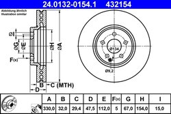DISC FRANA ATE 24.0132-0154.1 - Compatibil cu MERCEDES-BENZ