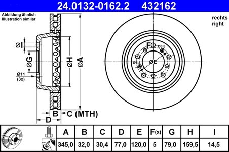 DISC FRANA ATE 24.0132-0162.2 - Compatibil cu BMW