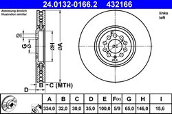 DISC FRANA ATE 24.0132-0166.2 - Compatibil cu AUDI, VW