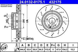 DISC FRANA ATE 24.0132-0175.1 - Compatibil cu MERCEDES-BENZ