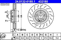 DISC FRANA ATE 24.0132-0180.1 - Compatibil cu MERCEDES-BENZ