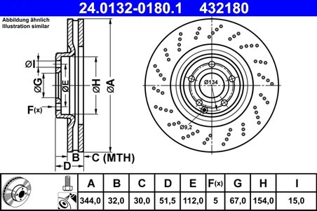 DISC FRANA ATE 24.0132-0180.1 - Compatibil cu MERCEDES-BENZ