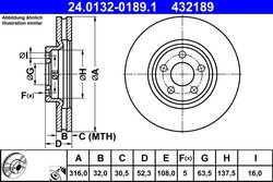 DISC FRANA ATE 24.0132-0189.1 - Compatibil cu FORD