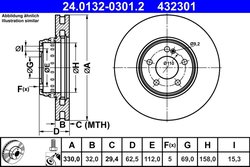 DISC FRANA ATE 24.0132-0301.2 - Compatibil cu MERCEDES-BENZ