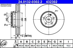DISC FRANA ATE 24.0132-0302.2 - Compatibil cu MERCEDES-BENZ