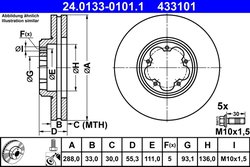 DISC FRANA ATE 24.0133-0101.1 - Compatibil cu FORD