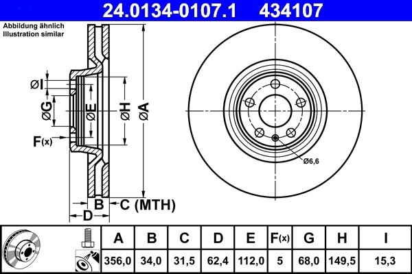 DISC FRANA ATE 24.0134-0107.1 - Compatibil cu AUDI