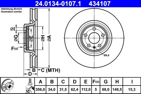 DISC FRANA ATE 24.0134-0107.1 - Compatibil cu AUDI