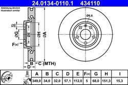 DISC FRANA ATE 24.0134-0110.1 - Compatibil cu AUDI, VW