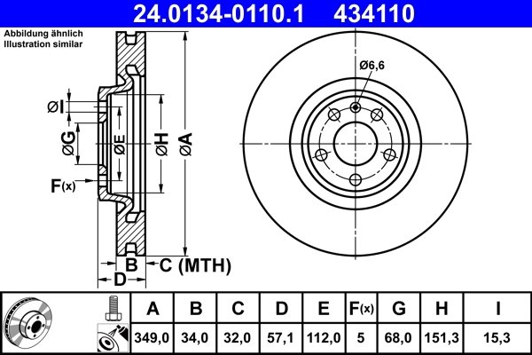 DISC FRANA ATE 24.0134-0110.1 - Compatibil cu AUDI, VW