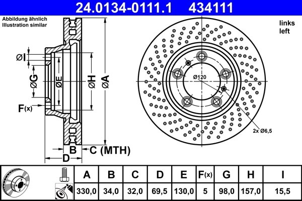DISC FRANA ATE 24.0134-0111.1 - Compatibil cu PORSCHE