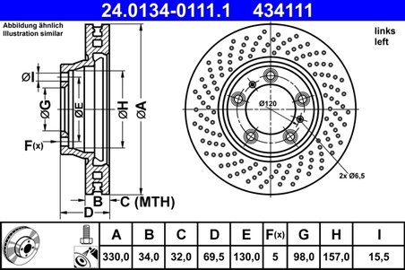 DISC FRANA ATE 24.0134-0111.1 - Compatibil cu PORSCHE