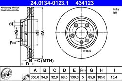 DISC FRANA ATE 24.0134-0123.1 - Compatibil cu AUDI, PORSCHE, VW