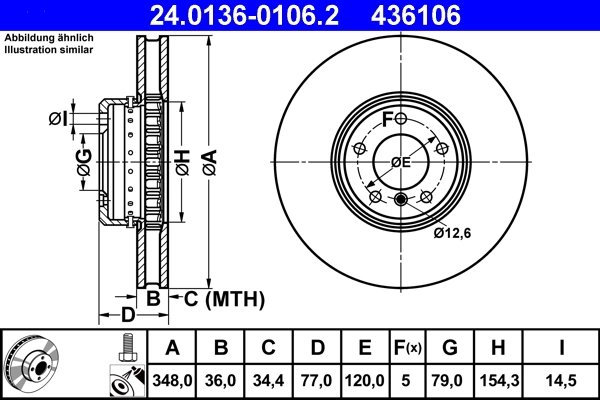 DISC FRANA ATE 24.0136-0106.2 - Compatibil cu BMW