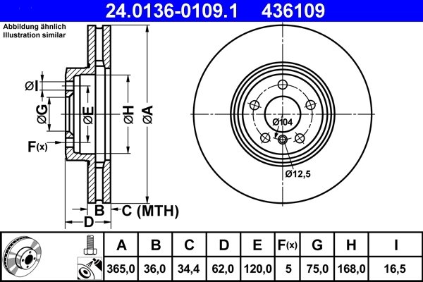 DISC FRANA ATE 24.0136-0109.1 - Compatibil cu BMW