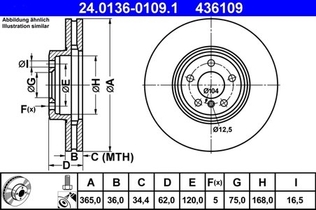 DISC FRANA ATE 24.0136-0109.1 - Compatibil cu BMW