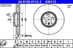 DISC FRANA ATE 24.0136-0113.2 - Compatibil cu BMW