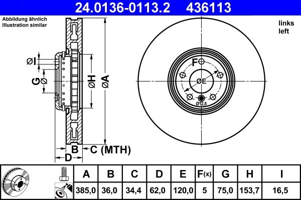 Disc frana ATE 24.0136-0113.2