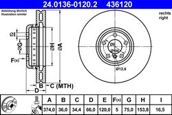 DISC FRANA ATE 24.0136-0120.2 - Compatibil cu BMW