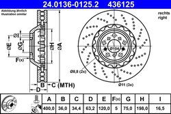 DISC FRANA ATE 24.0136-0125.2 - Compatibil cu BMW