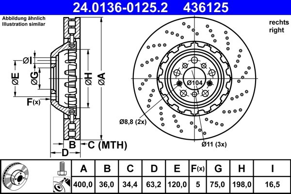DISC FRANA ATE 24.0136-0125.2 - Compatibil cu BMW