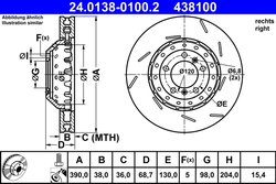 DISC FRANA ATE 24.0138-0100.2 - Compatibil cu PORSCHE