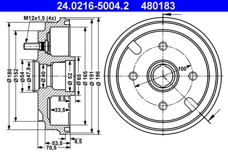 TAMBUR FRANA ATE 24.0216-5004.2 - Compatibil cu DAIHATSU