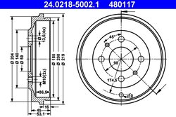 TAMBUR FRANA ATE 24.0218-5002.1 - Compatibil cu FIAT