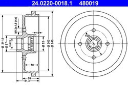 TAMBUR FRANA ATE 24.0220-0018.1 - Compatibil cu AUDI, SEAT, SKODA, VW