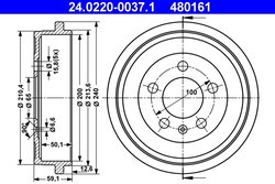 TAMBUR FRANA ATE 24.0220-0037.1 - Compatibil cu AUDI, SEAT, SKODA, VW