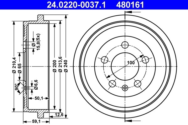 Tambur frana ATE 24.0220-0037.1