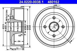 TAMBUR FRANA ATE 24.0220-0038.1 - Compatibil cu OPEL, VAUXHALL