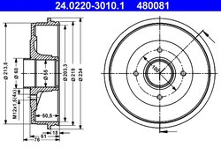 TAMBUR FRANA ATE 24.0220-3010.1 - Compatibil cu NISSAN, RENAULT