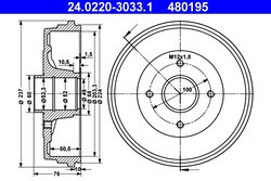 TAMBUR FRANA ATE 24.0220-3033.1 - Compatibil cu NISSAN, RENAULT