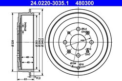 TAMBUR FRANA ATE 24.0220-3035.1 - Compatibil cu FIAT, OPEL, VAUXHALL