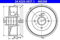 TAMBUR FRANA ATE 24.0220-3037.1 - Compatibil cu DACIA, RENAULT